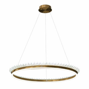 COLGANTE LED CORONA CRISTAL Ø80CM  96W 3000K DORADO