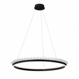 COLGANTE LED CORONA CRISTAL Ø80CM 96W 3000K NEGRO