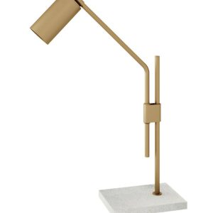 VELADOR DE MESA CILINDRO BASE MARMOL GU10 56CM GOLD