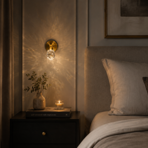 APLIQUE INTERNO LED ECLAT 5W 3000K Ø12*15CM METAL VIDRIO DORADO